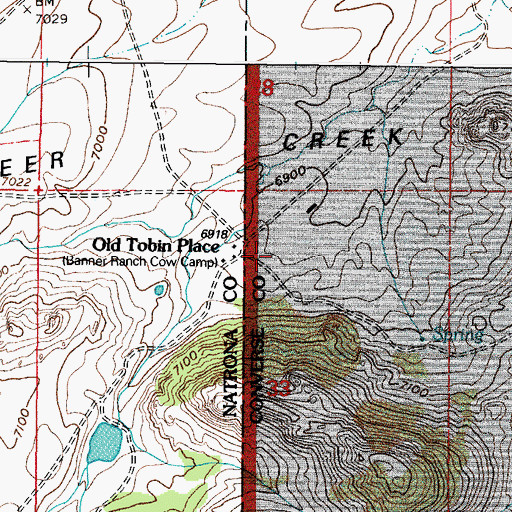 Topographic Map of Old Tobin Place, WY