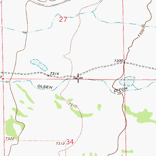 Topographic Map of Olsen Ditch, WY