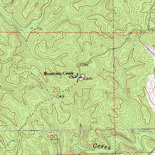 Topographic Map of Mountain Creek Church, AL