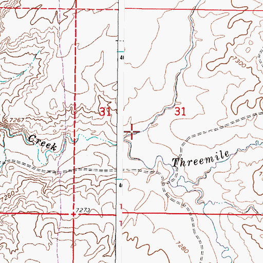 Topographic Map of Onemile Draw, WY