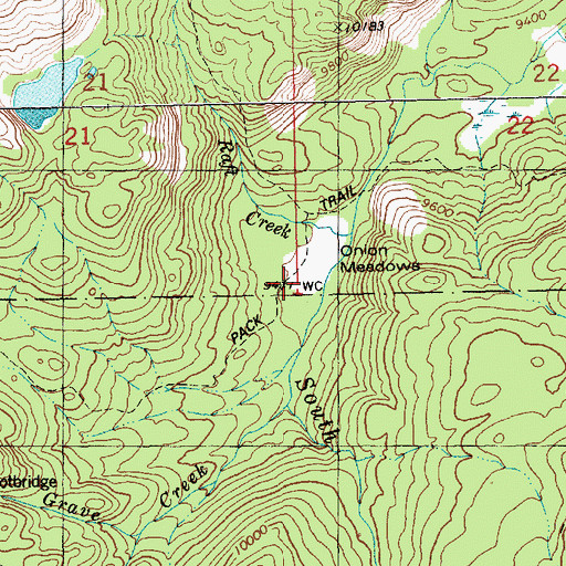 Topographic Map of Onion Meadows, WY