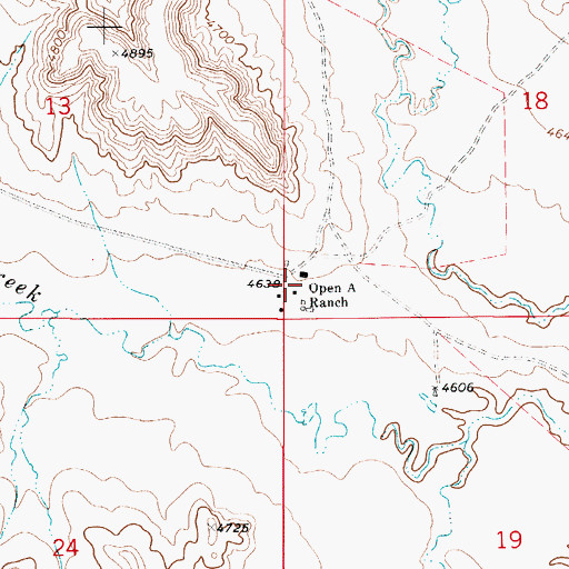 Topographic Map of Open A Ranch, WY