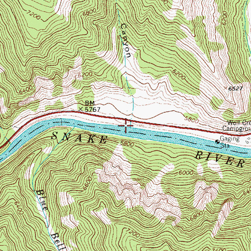 Topographic Map of Open Canyon, WY