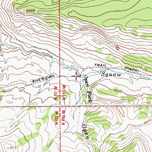 Topographic Map of Open Fork, WY
