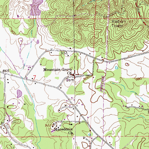 Topographic Map of Mountain Grove Church, AL