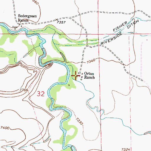 Topographic Map of Orton Ranch, WY