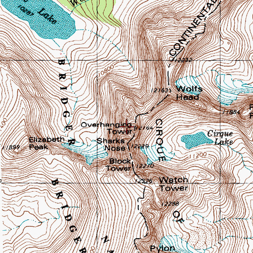 Topographic Map of Overhanging Tower, WY