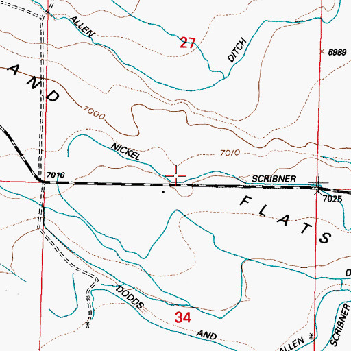 Topographic Map of Overland Flats, WY