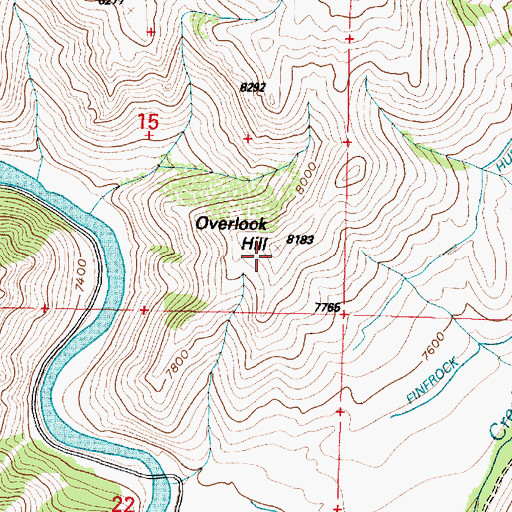 Topographic Map of Overlook Hill, WY