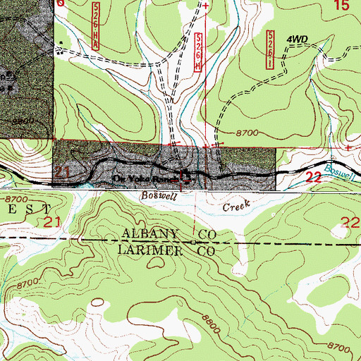 Topographic Map of Ox Yoke Ranch, WY