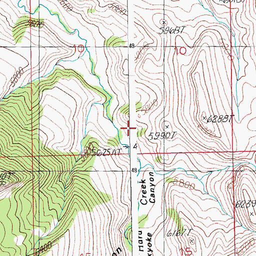 Topographic Map of Oxyoke Canyon, WY