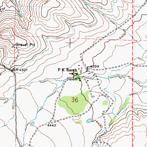 Topographic Map of P K Ranch, WY
