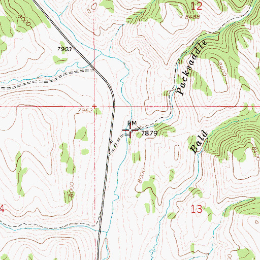 Topographic Map of Packsaddle Creek, WY