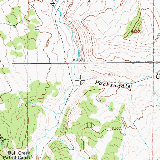 Topographic Map of Packsaddle Creek, WY