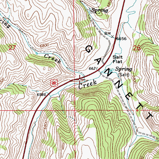 Topographic Map of Packstring Creek, WY