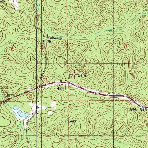 Topographic Map of Mulberry Cemeteries, AL