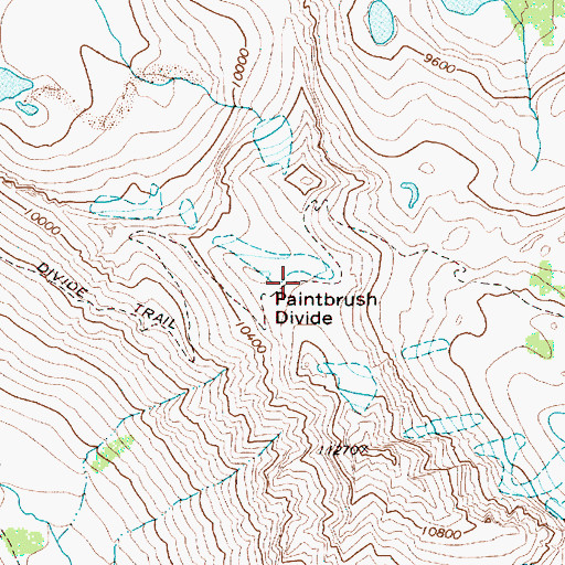 Topographic Map of Paintbrush Divide, WY