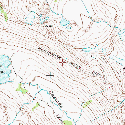 Topographic Map of Paintbrush Divide Trail, WY