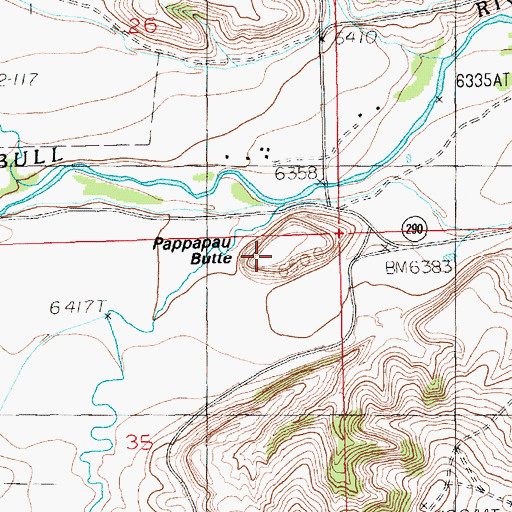 Topographic Map of Pappapau Butte, WY