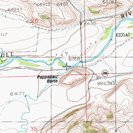 Topographic Map of Pappapau Creek, WY