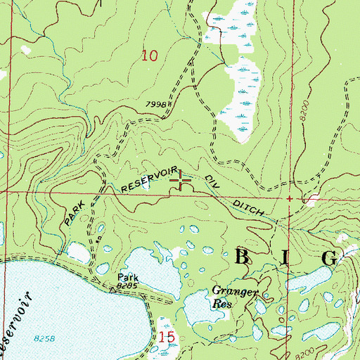 Topographic Map of Park Reservoir Divide Ditch, WY