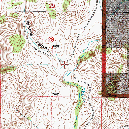 Topographic Map of Parsons Canyon, WY