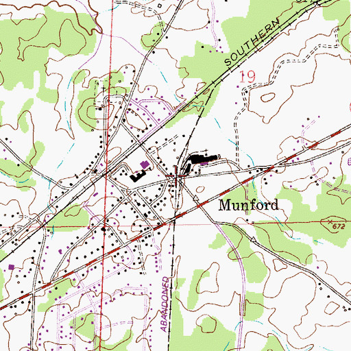 Topographic Map of Munford, AL