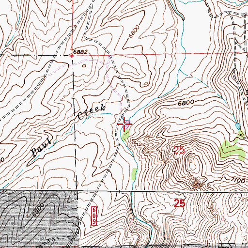 Topographic Map of Paul Creek, WY