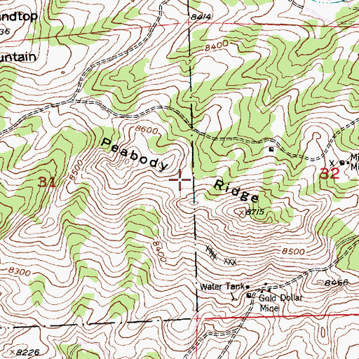 Topographic Map of Peabody Ridge, WY
