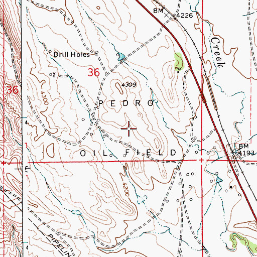 Topographic Map of Pedro Oil Field, WY