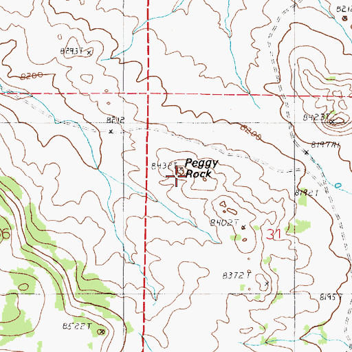 Topographic Map of Peggy Rock, WY