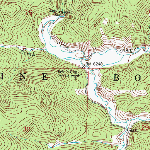 Topographic Map of Pelton Creek Campground, WY