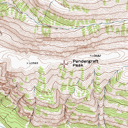 Topographic Map of Pendergraft Peak, WY
