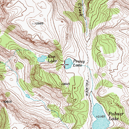 Topographic Map of Penny Lake, WY