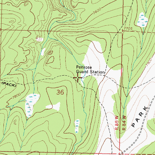 Topographic Map of Penrose Guard Station, WY