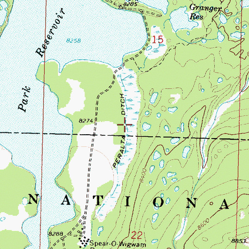 Topographic Map of Peralta Ditch, WY