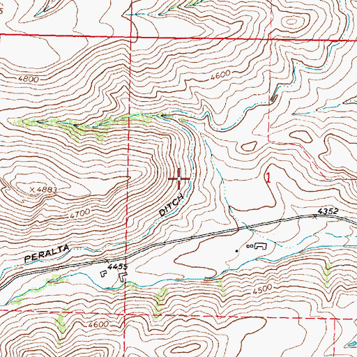 Topographic Map of Peralta Ditch, WY
