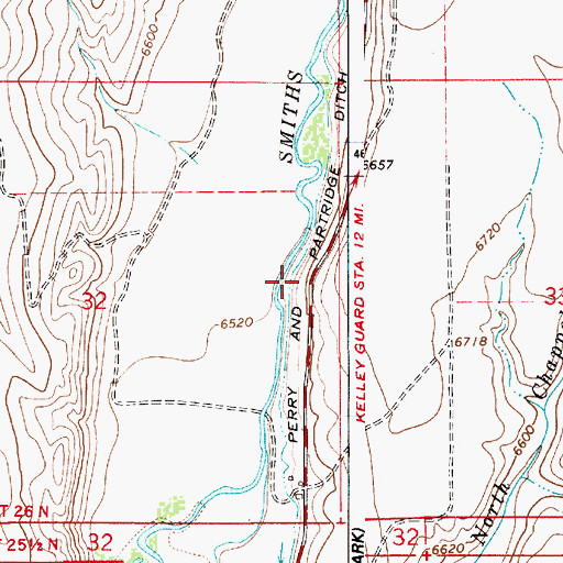 Topographic Map of Perry and Partridge Ditch, WY