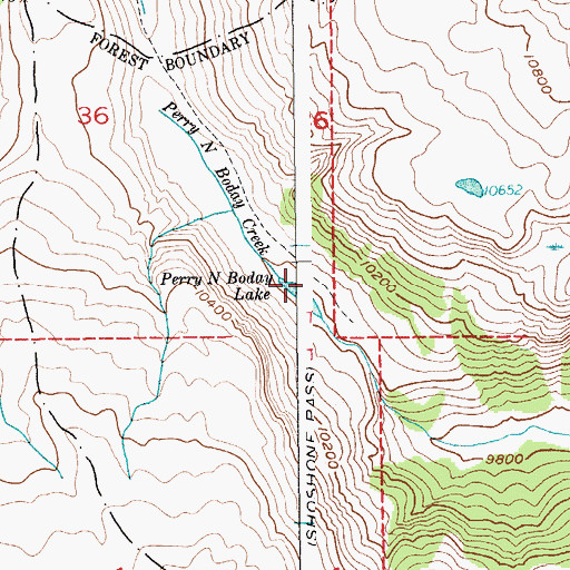 Topographic Map of Perry N Boday Lake, WY