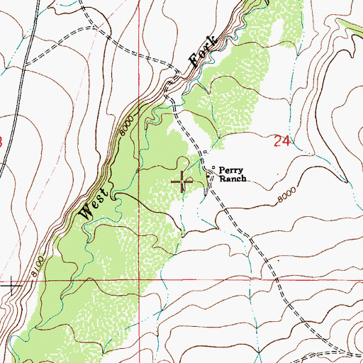 Topographic Map of Perry Ranch, WY