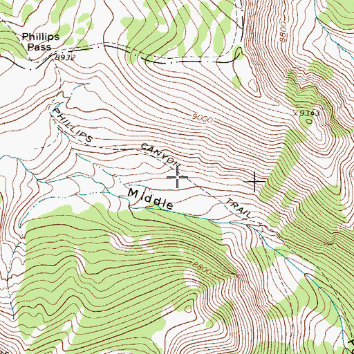Topographic Map of Phillips Canyon Trail, WY