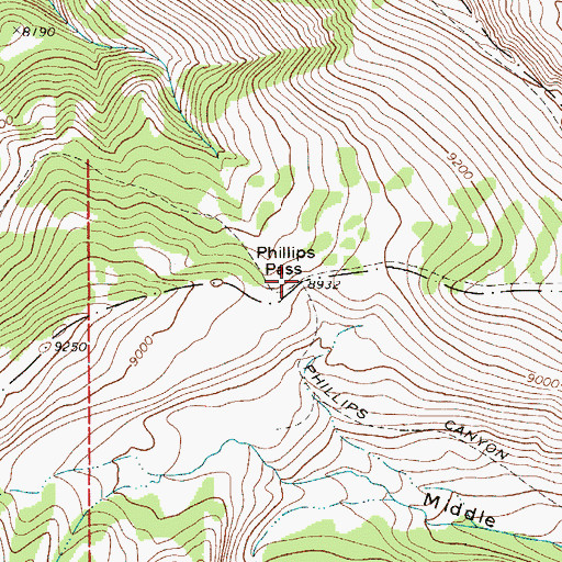 Topographic Map of Phillips Pass, WY