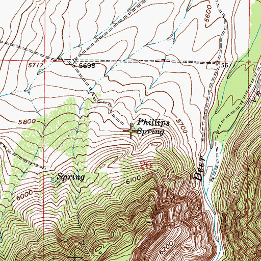 Topographic Map of Phillips Spring, WY
