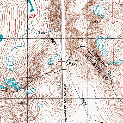 Topographic Map of Photo Pass, WY