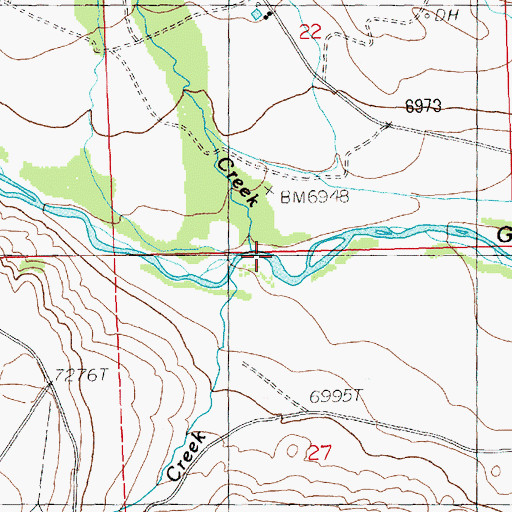 Topographic Map of Pickett Creek, WY