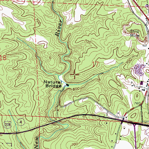 Topographic Map of Natural Bridge of Alabama, AL