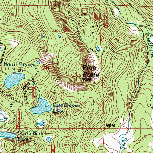Topographic Map of Pine Butte, WY