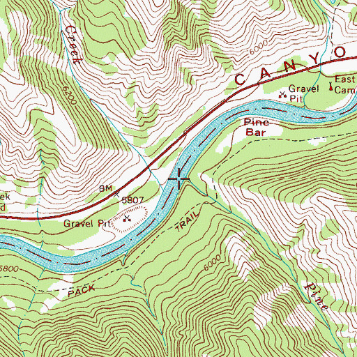 Topographic Map of Pine Creek, WY