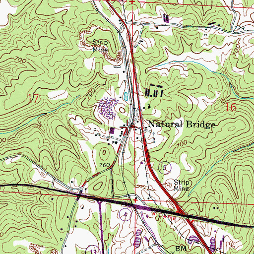Topographic Map of Natural Bridge, AL