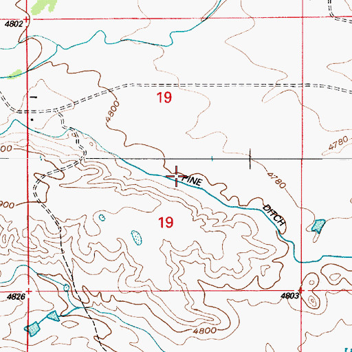 Topographic Map of Pine Ditch, WY